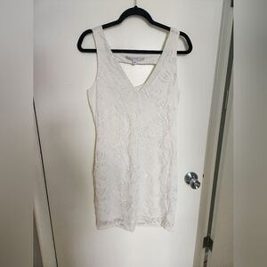 Lace floral white mini dress